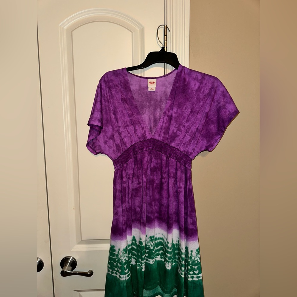 Purple & Teal Tie-Dyed Dress